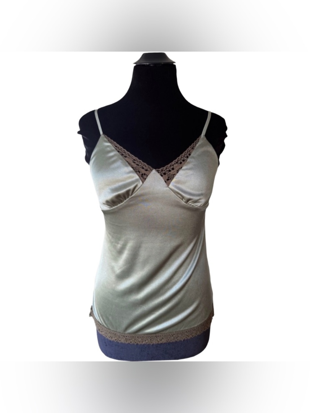 Y2K 2001 Deadstock Xhilaration Green Crochet Trim Cami